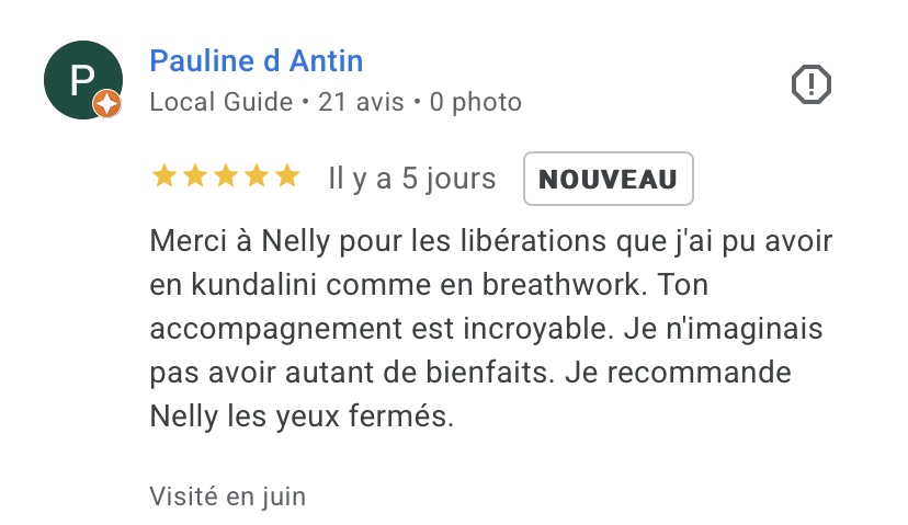 Avis Google de Pauline d'Antin sur Nelly Thulliez Breathwork Toulouse