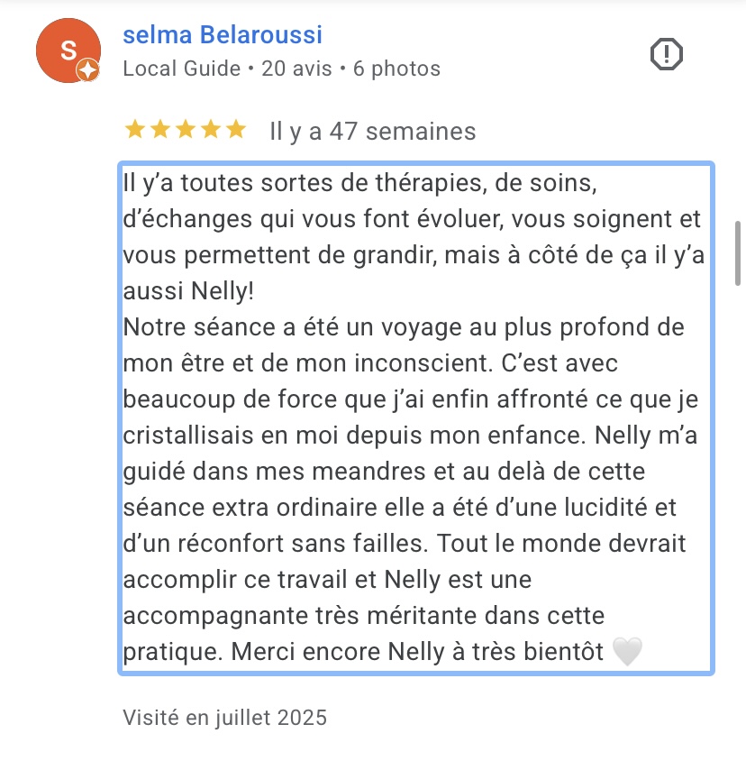 Avis Google de Selma Belaroussi sur Nelly Thulliez Breathwork Toulouse